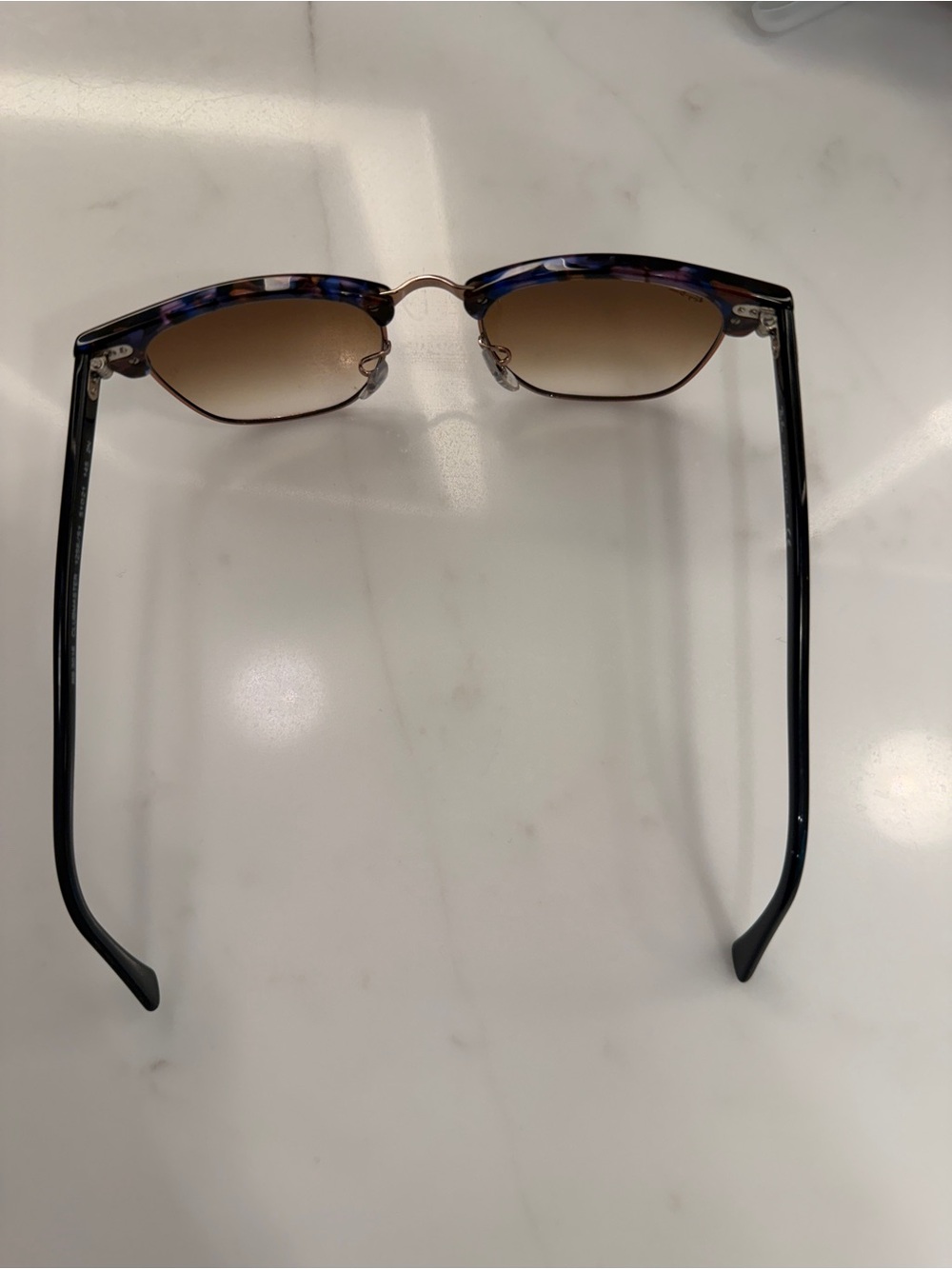 Ray-Ban RB3016 Clubmaster Sunglasses in Tortoise Shell Blue and Brown - Picture 10 of 12